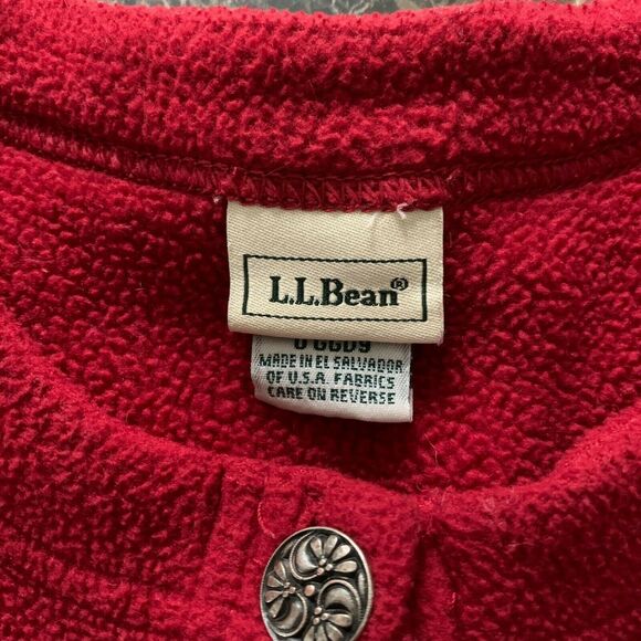 L.L. Bean Women's Vintage Fleece Cardigan Sweater Jacket Red Small Embroidered - Picture 9 of 12